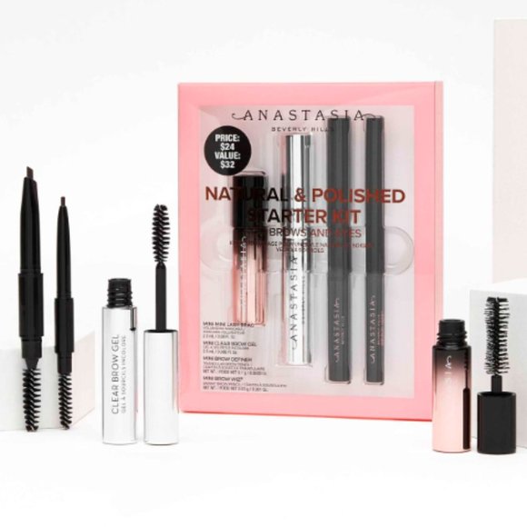 Anastasia Beverly Hills Natural & Polished Starter Kit Brow Definer Wiz Gel NIB - Picture 2 of 5